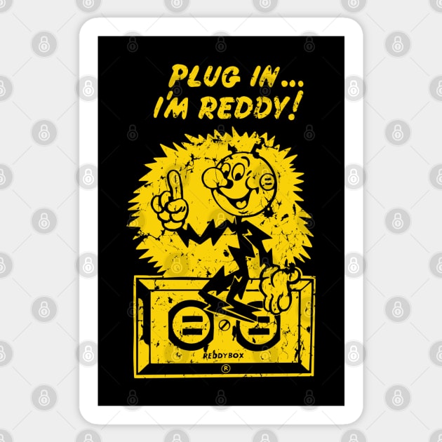 plug in reddy kilowatt distressed gold Sticker by Sayang Anak